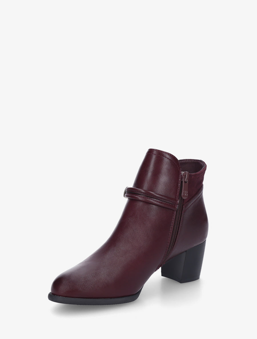 Bottines bi-matière à sangle fantaisie - Bordeaux - 3