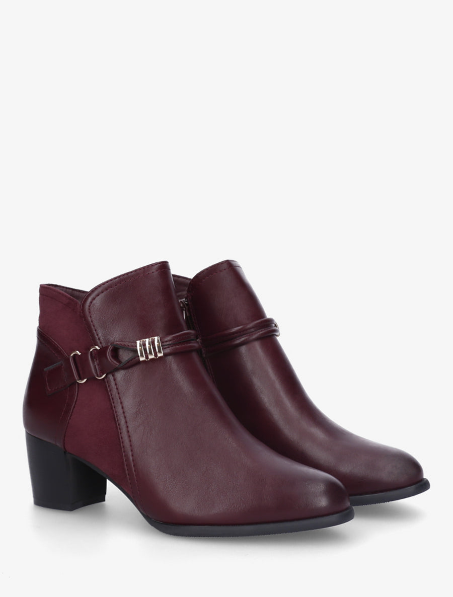 Bottines bi-matière à sangle fantaisie - Bordeaux - 4