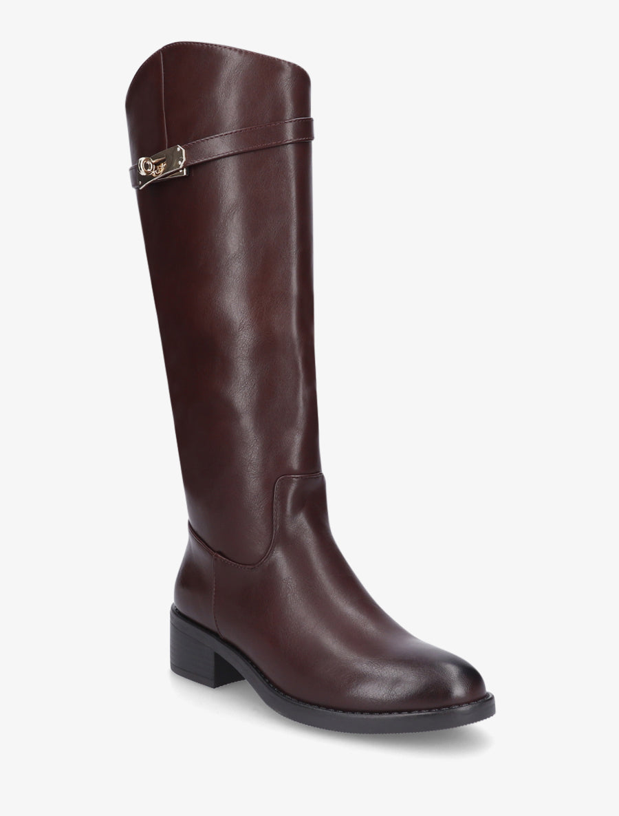 Bottes cavalières en simili - Lie de vin - 2
