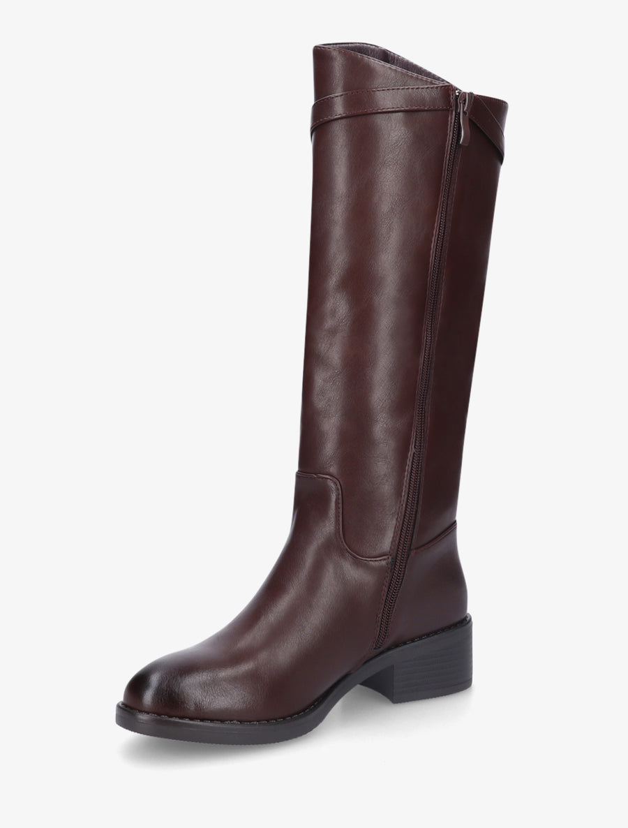 Bottes cavalières en simili - Lie de vin - 3