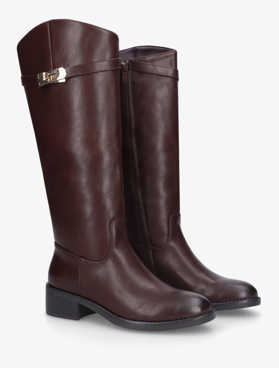 Bottes cavalières en simili - Lie de vin - 4