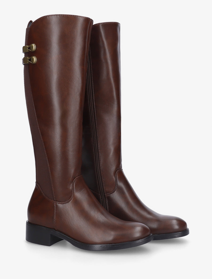 Bottes élastiquées style cavalière - Marron - 4