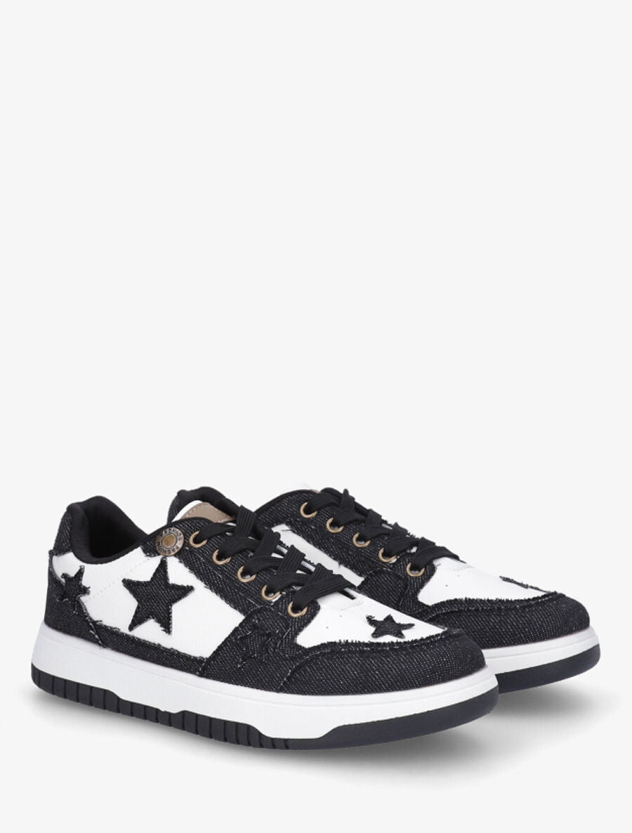Sneakers à motifs étoiles et jean - Noir - 4