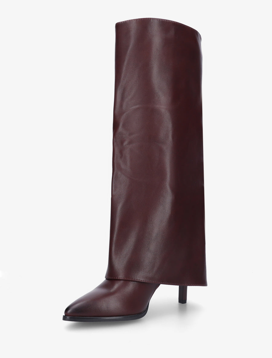 Bottes à revers et talon aiguille - Lie de vin - 3