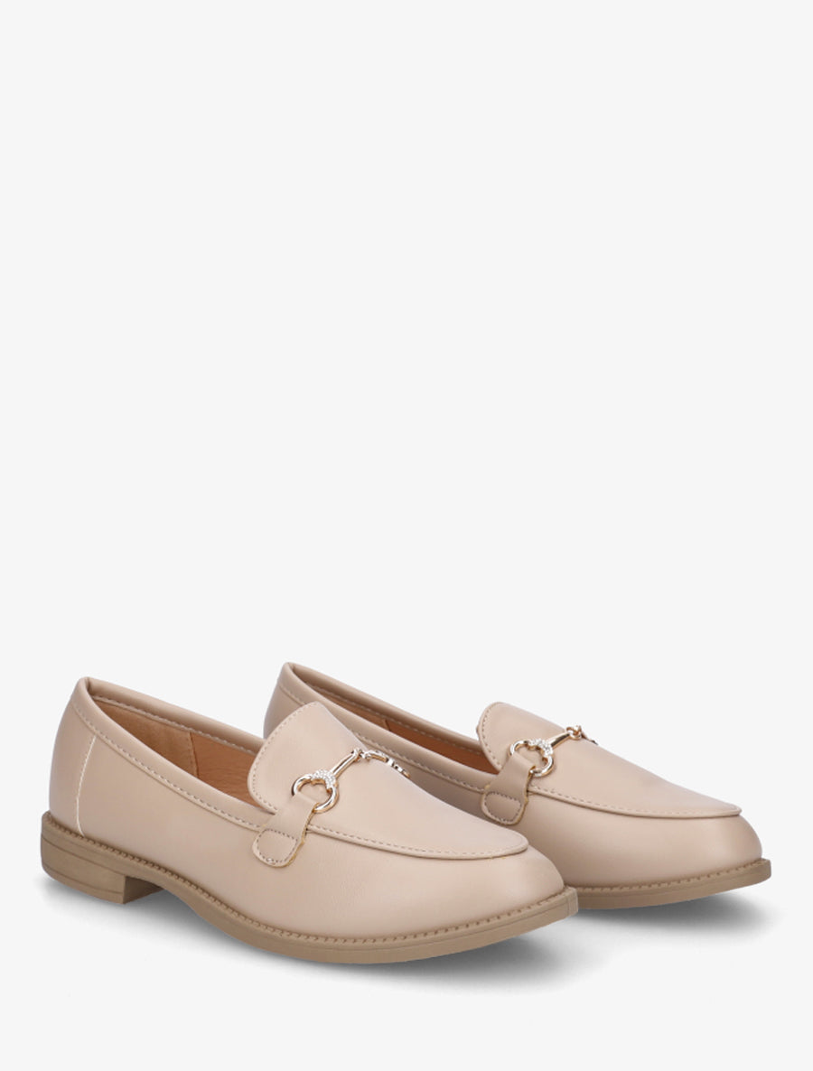 Mocassins à boucle et strass - Beige - 4