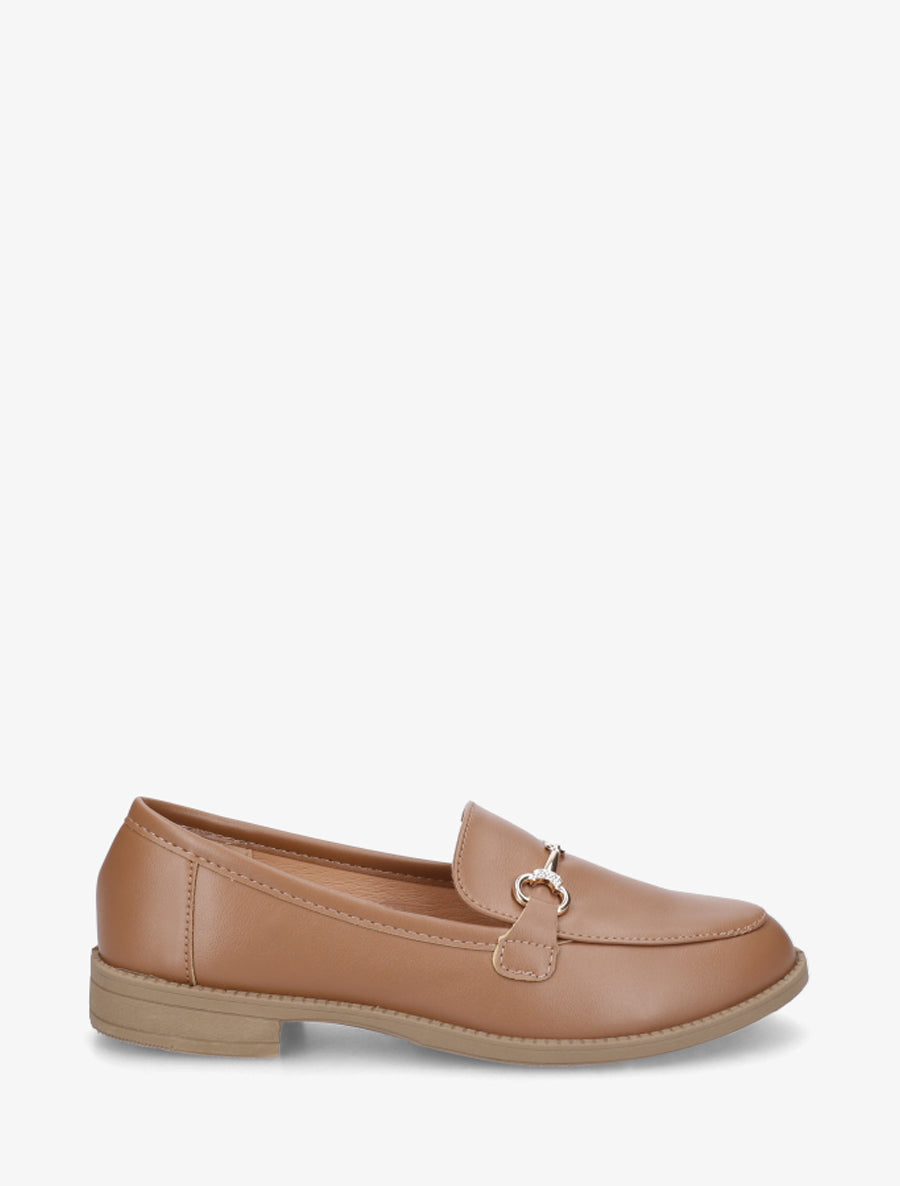 Mocassins à boucle et strass - Camel - 1