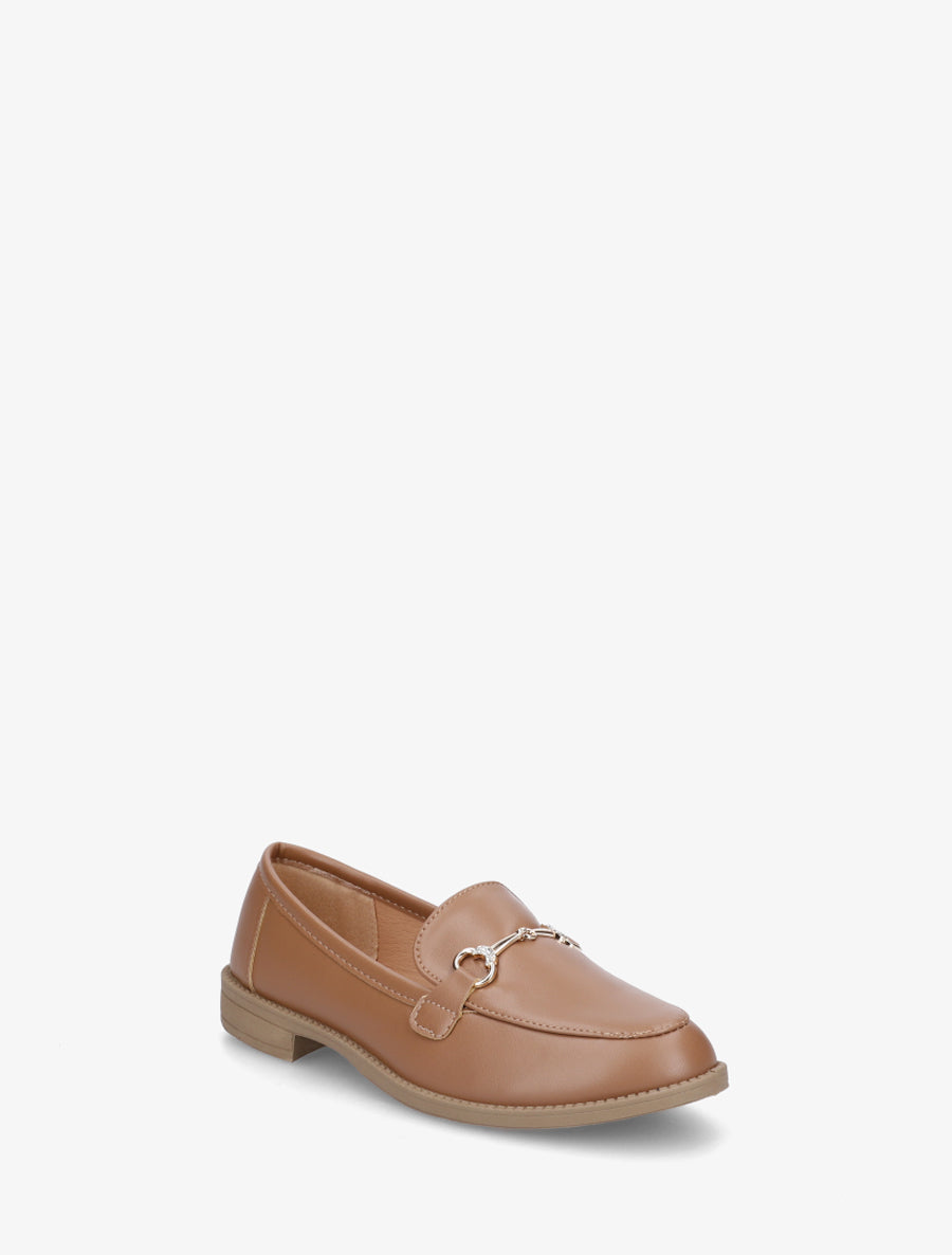 Mocassins à boucle et strass - Camel - 2