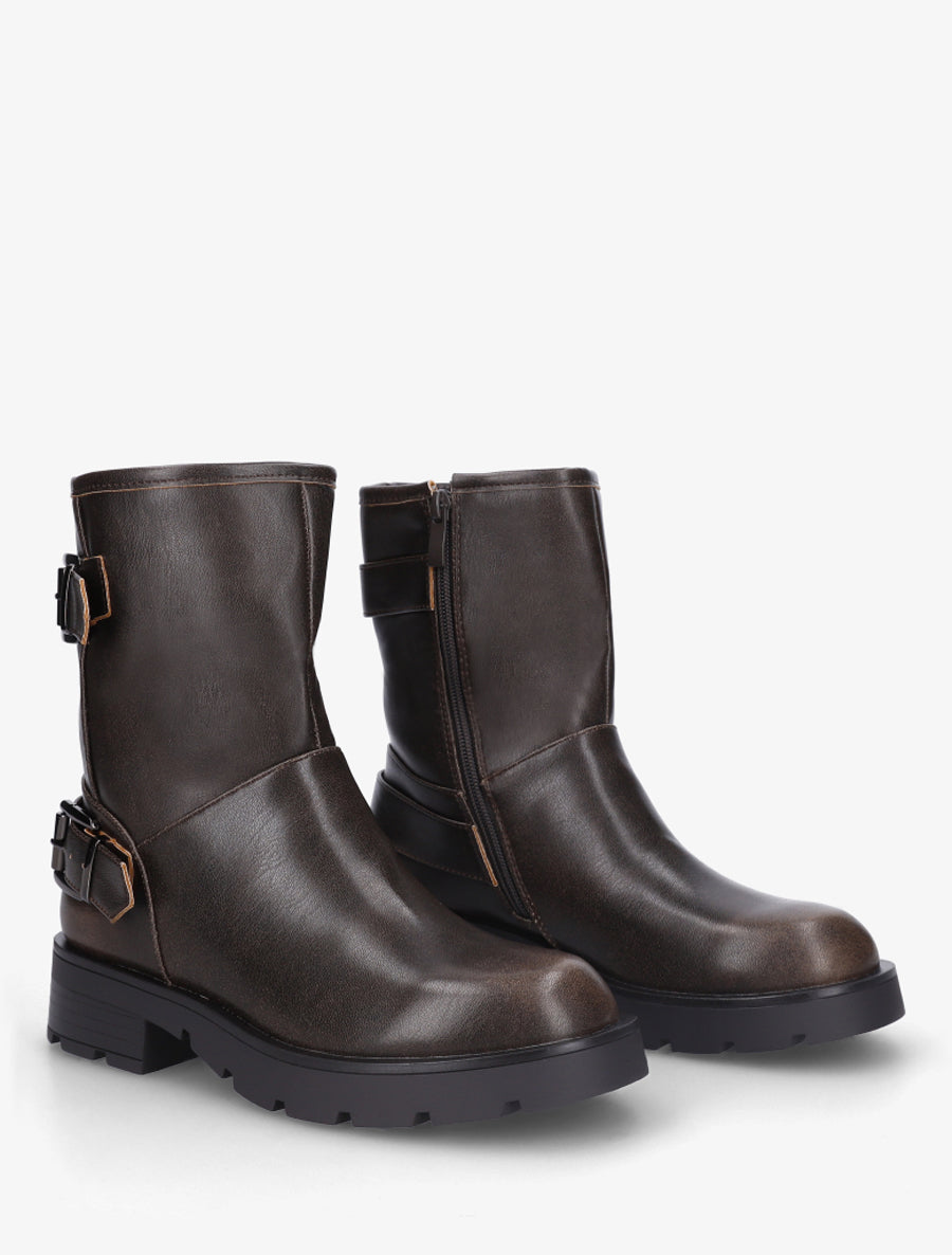 Boots montantes style motard - Brun - 4