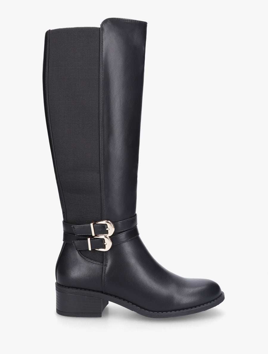 Bottes noires style équestre avec détail boucle