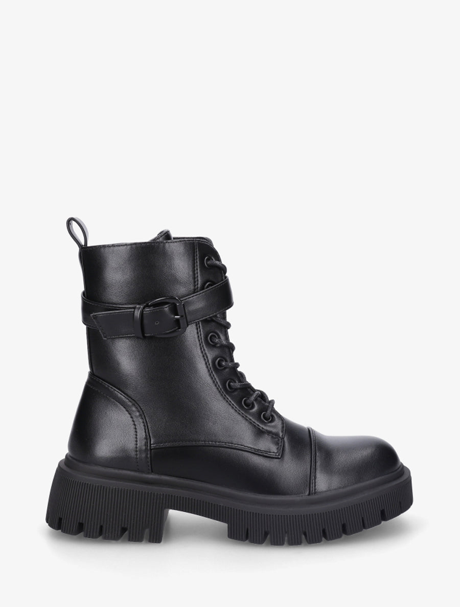 Bottines lacées style rangers - Noir - 1