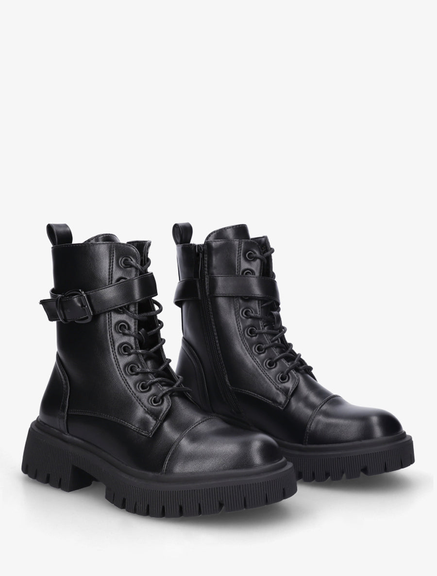 Bottines lacées style rangers - Noir - 4