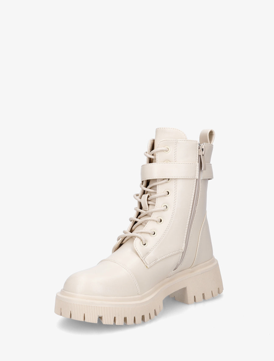 Bottines lacées style rangers - Écru - 3