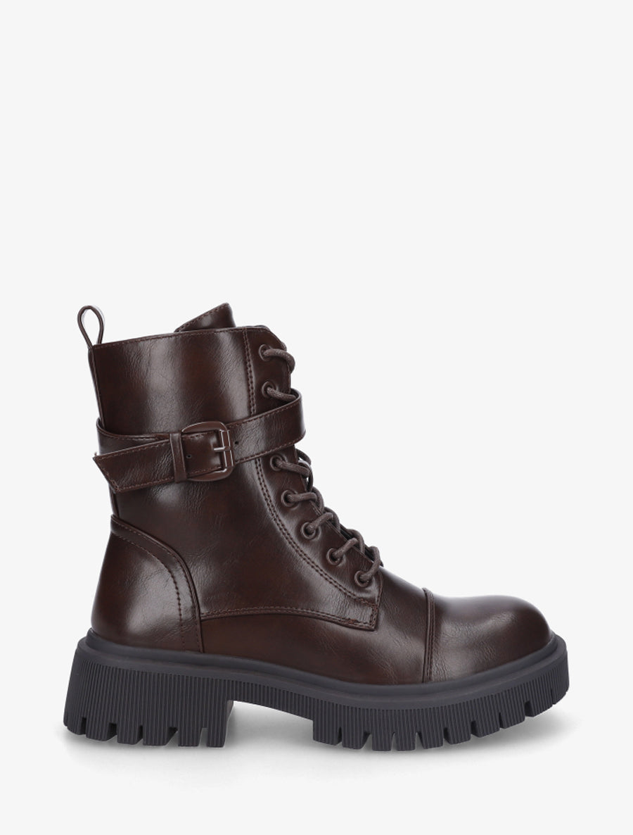 Bottines lacées style rangers - Marron - 1