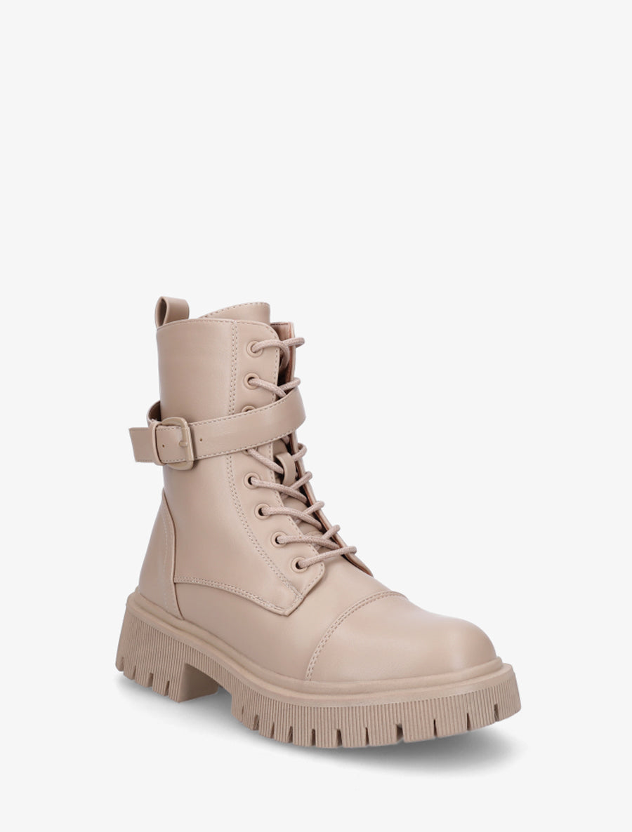 Bottines lacées style rangers - Taupe clair - 2