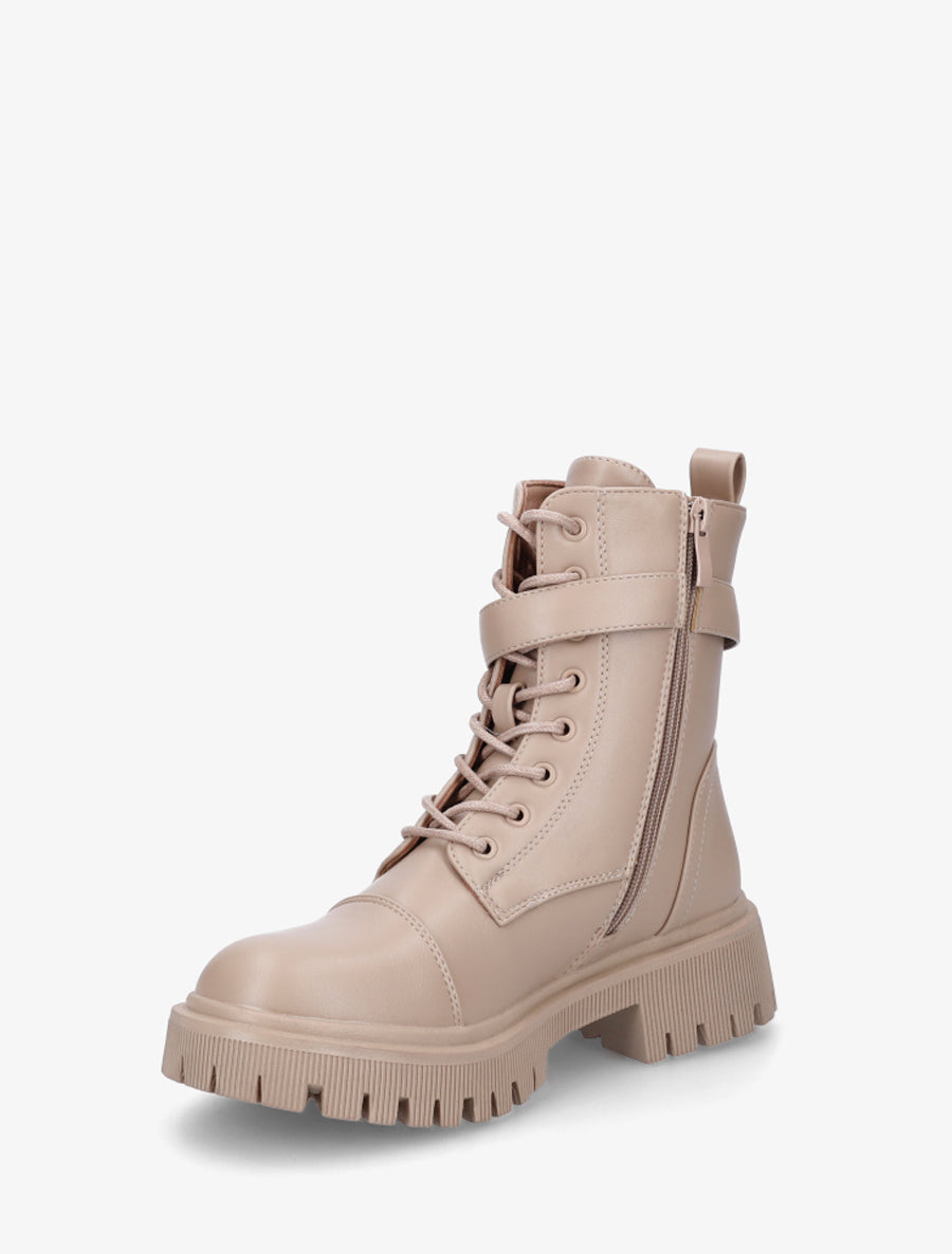Bottines lacées style rangers - Taupe clair - 3