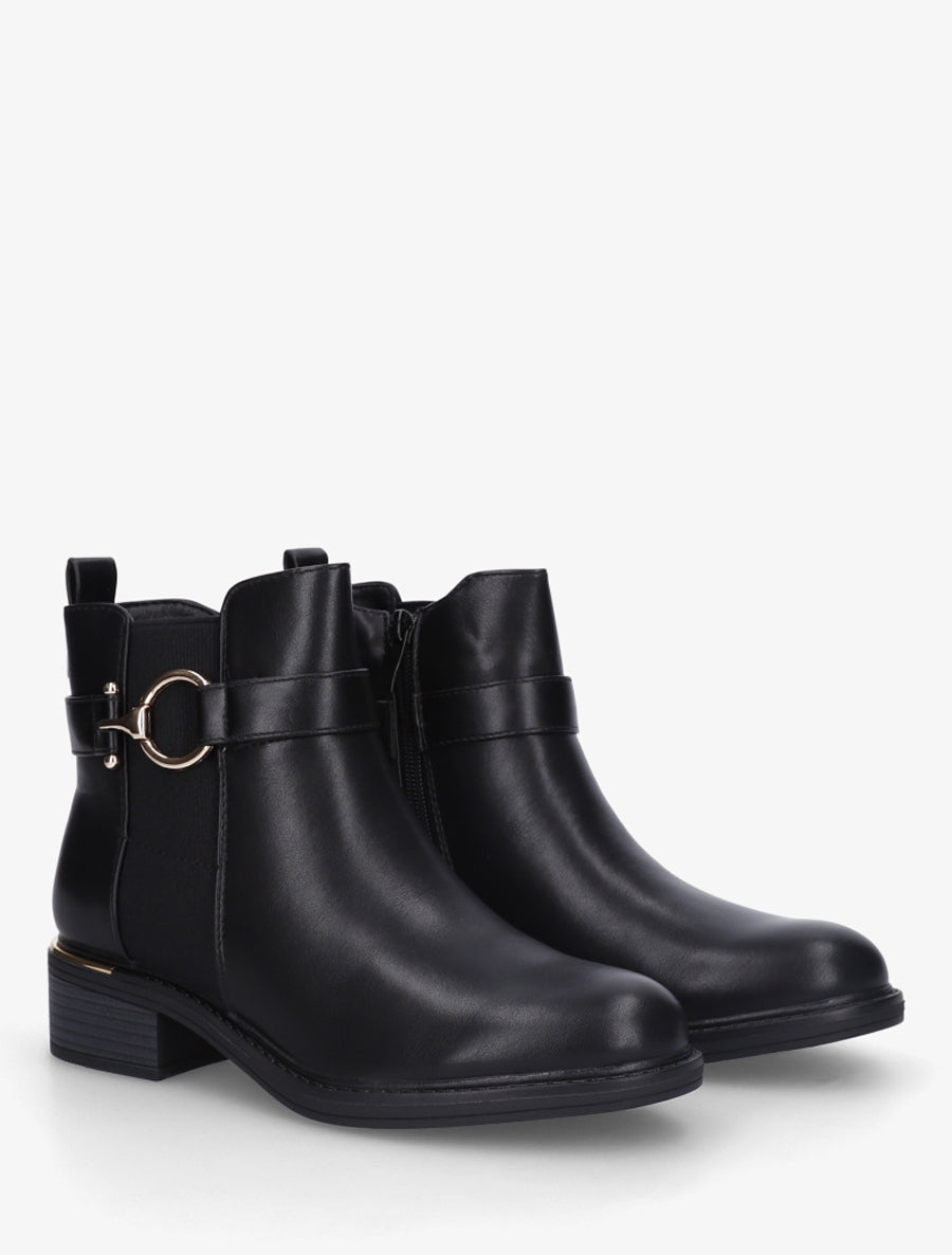 Bottines élastiquées à boucle ronde - Noir - 4