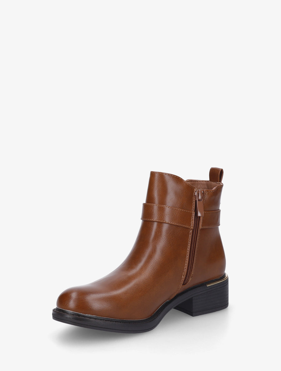 Bottines élastiquées à boucle ronde - Camel - 3