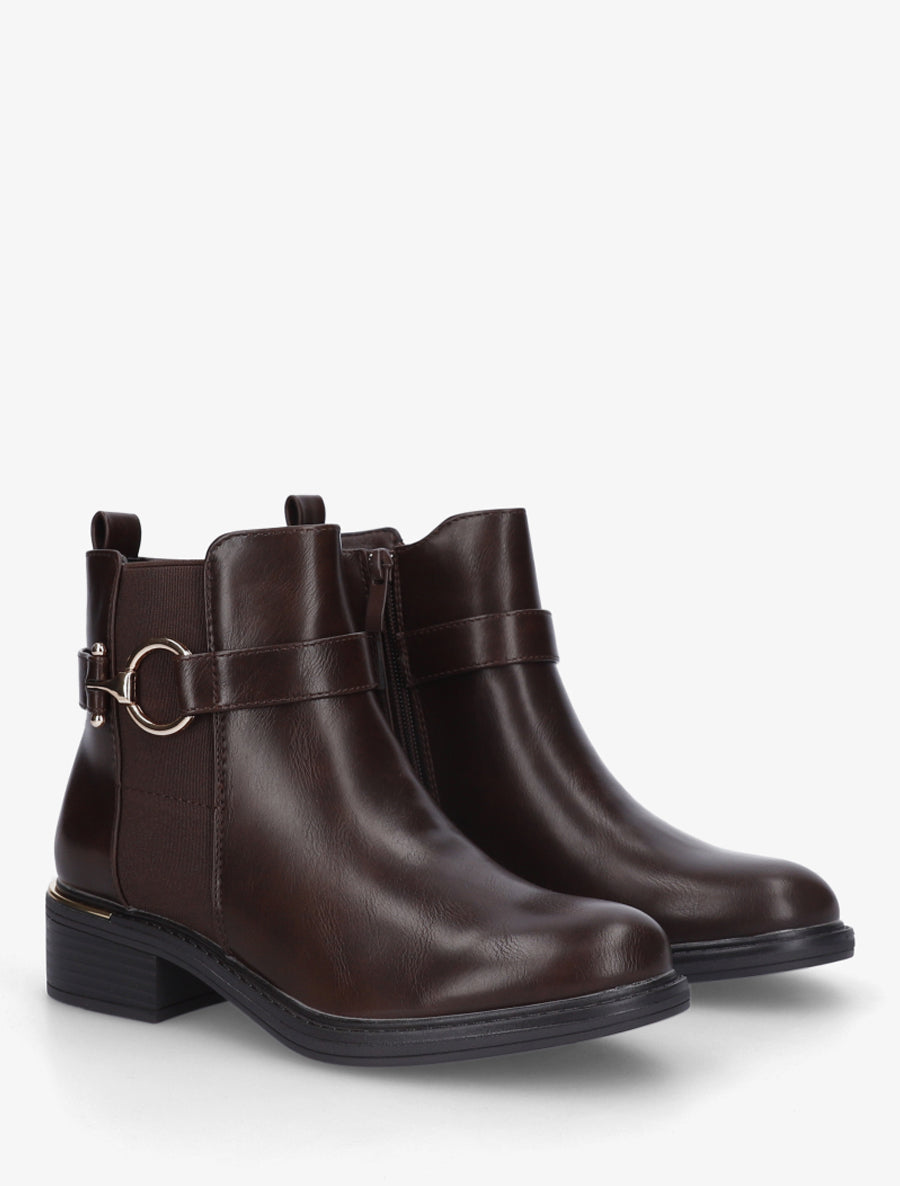 Bottines élastiquées à boucle ronde - Marron - 4
