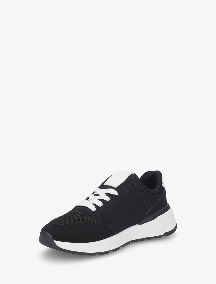 Baskets en toile et simili texturé - Noir - 3