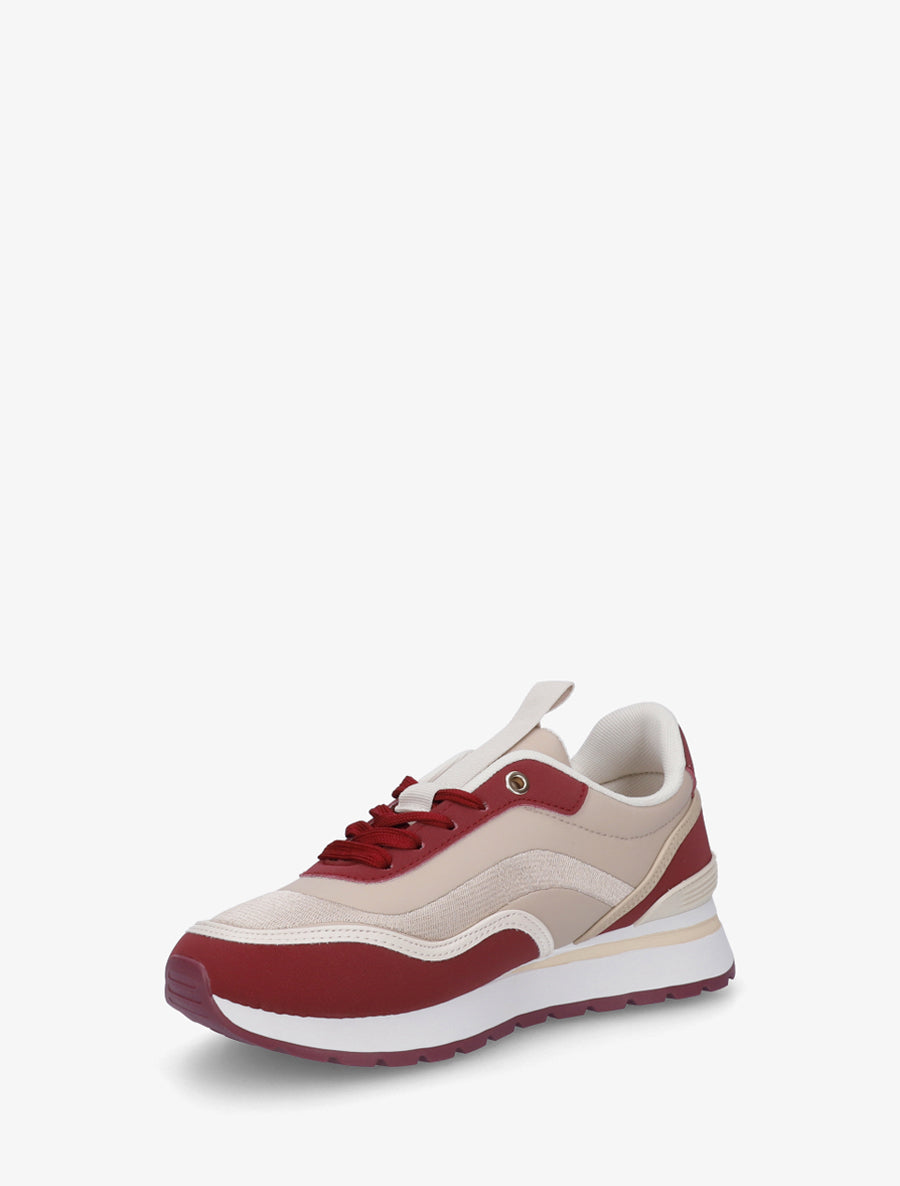 Baskets en simili à empiècement brodé - Bordeaux - 3