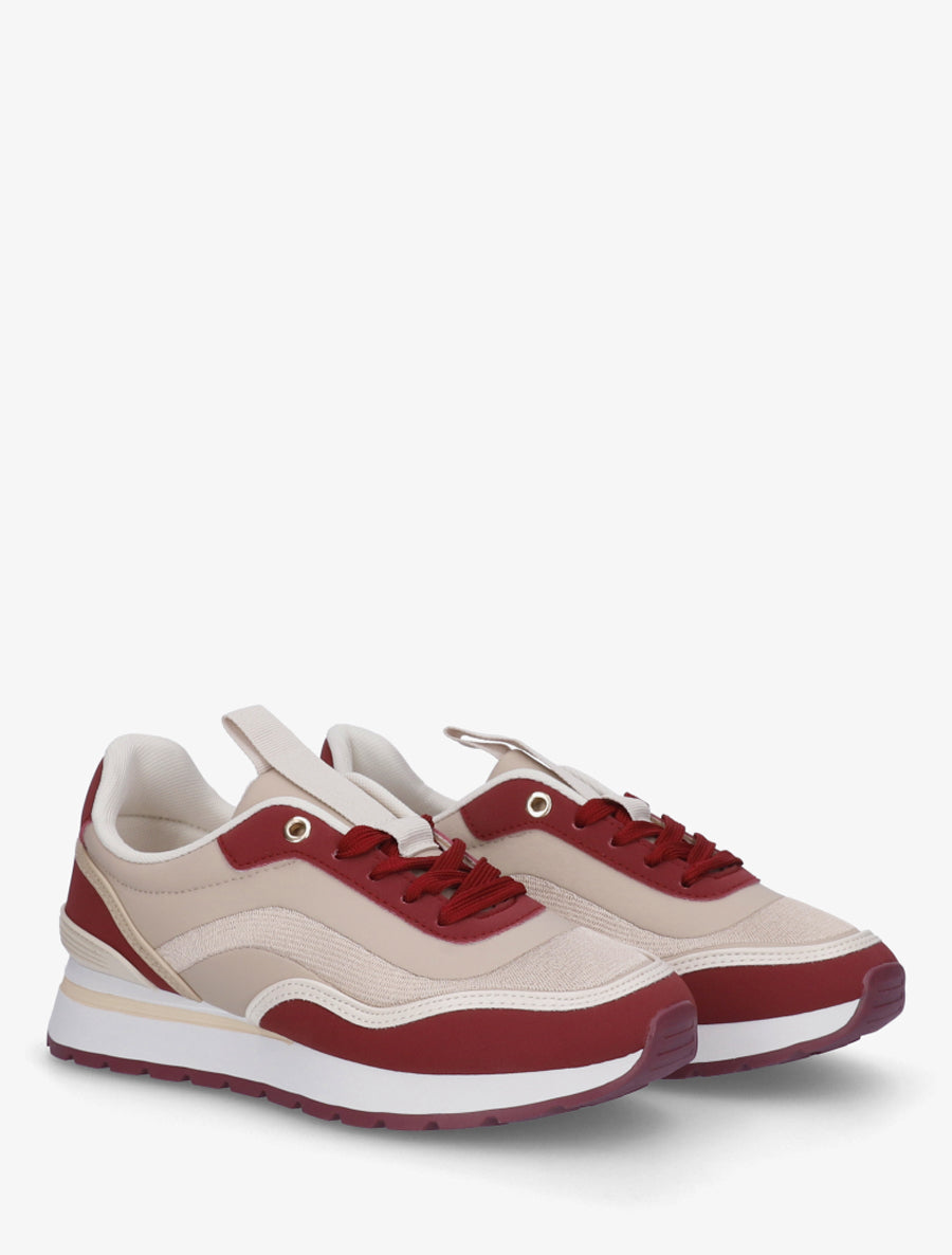 Baskets en simili à empiècement brodé - Bordeaux - 4