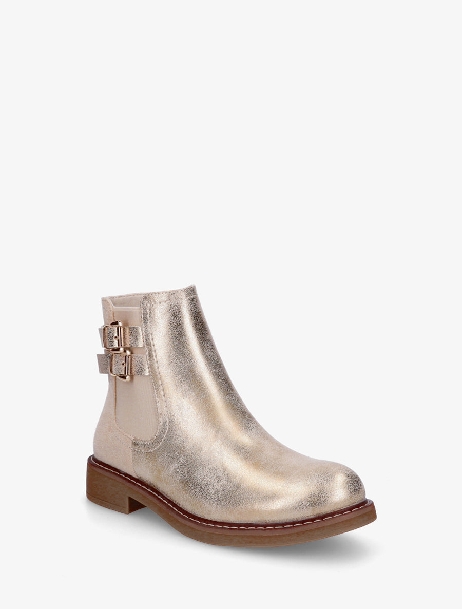 Bottines bimatière à boucles - Or - 2