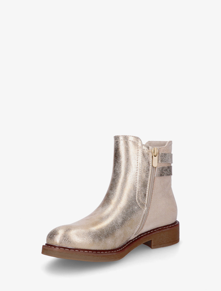 Bottines bimatière à boucles - Or - 3