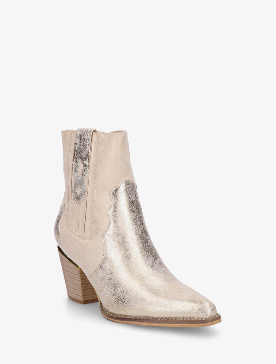 Bottines pointues inspiration santiag - Beige - 2