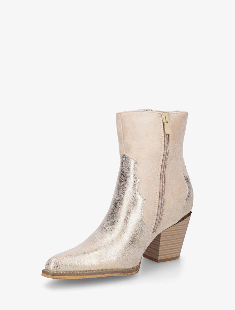 Bottines pointues inspiration santiag - Beige - 3