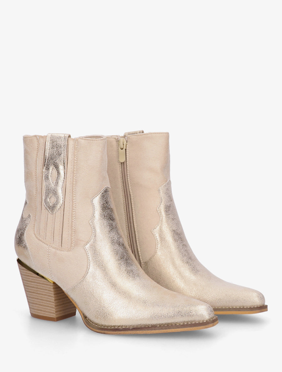 Bottines pointues inspiration santiag - Beige - 4