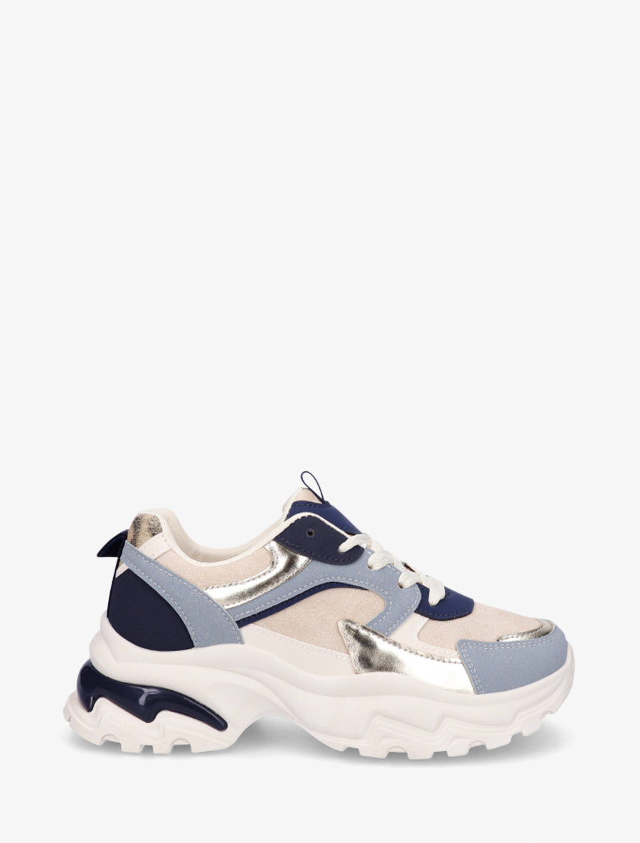 Baskets bimatière à contrefort animal - Bleu - 1
