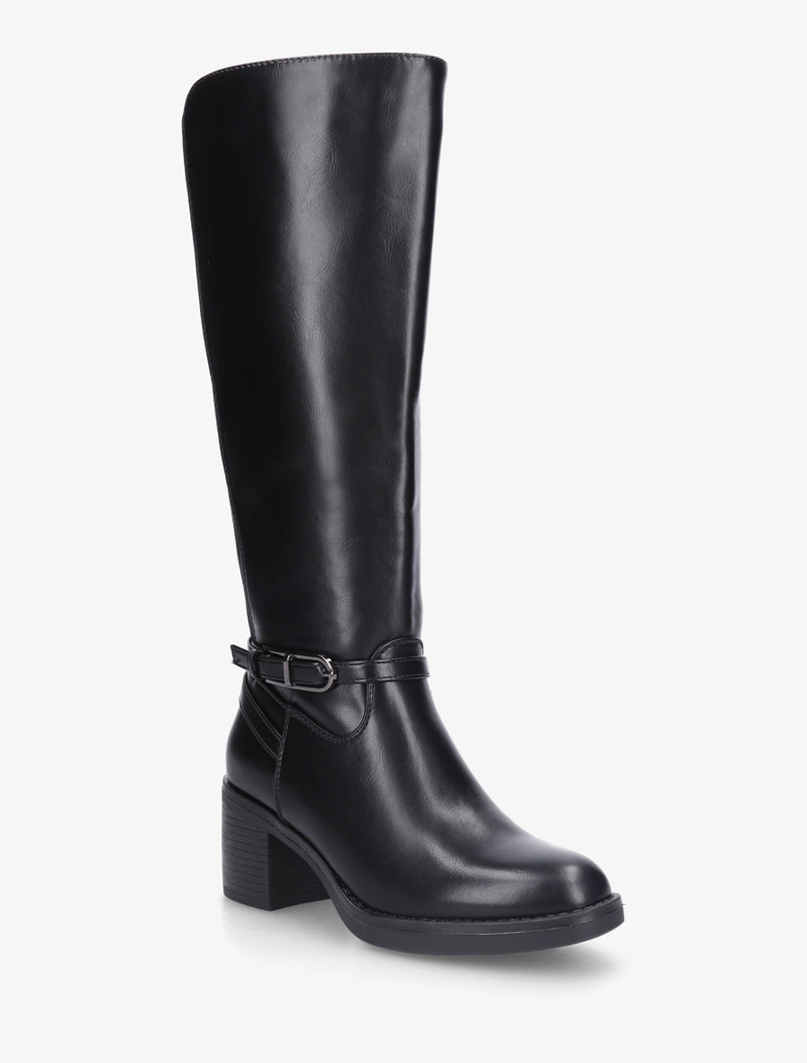 Bottes élastiquées en simili - Noir - 2