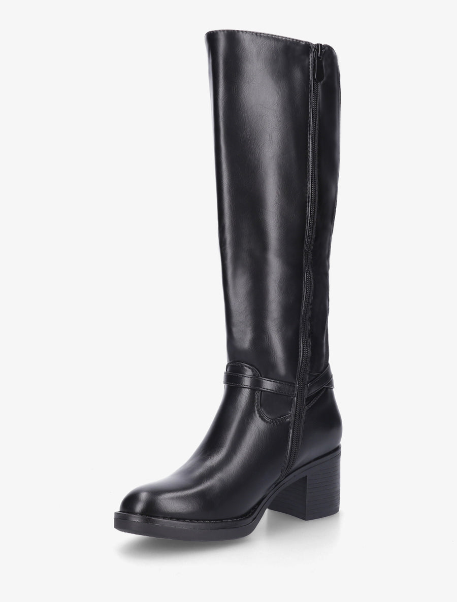 Bottes élastiquées en simili - Noir - 3