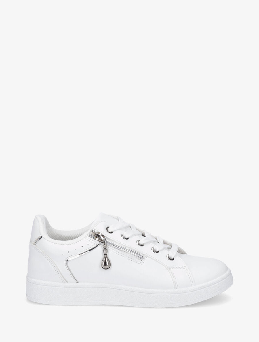 Baskets à zip en simili - Blanc - 1