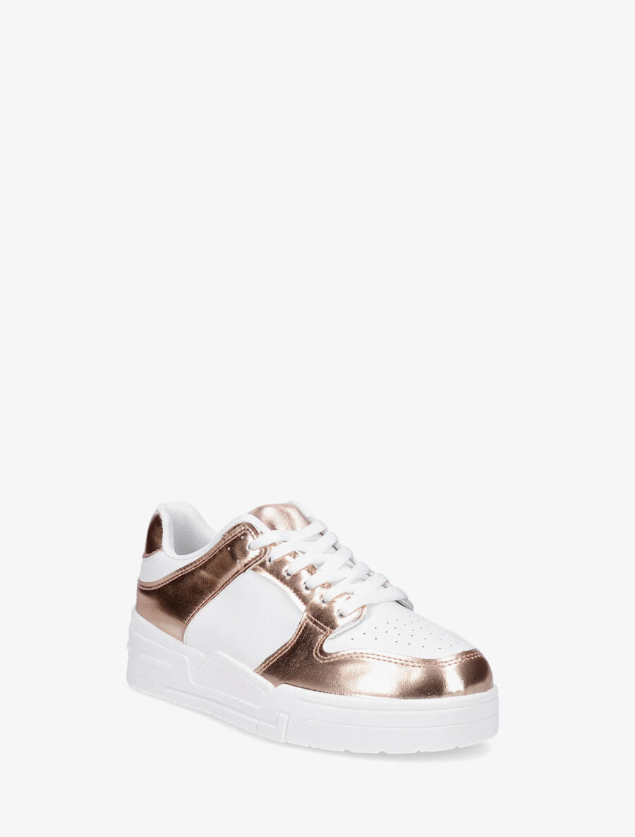 Baskets bicolore en simili nacré - Rose gold - 2