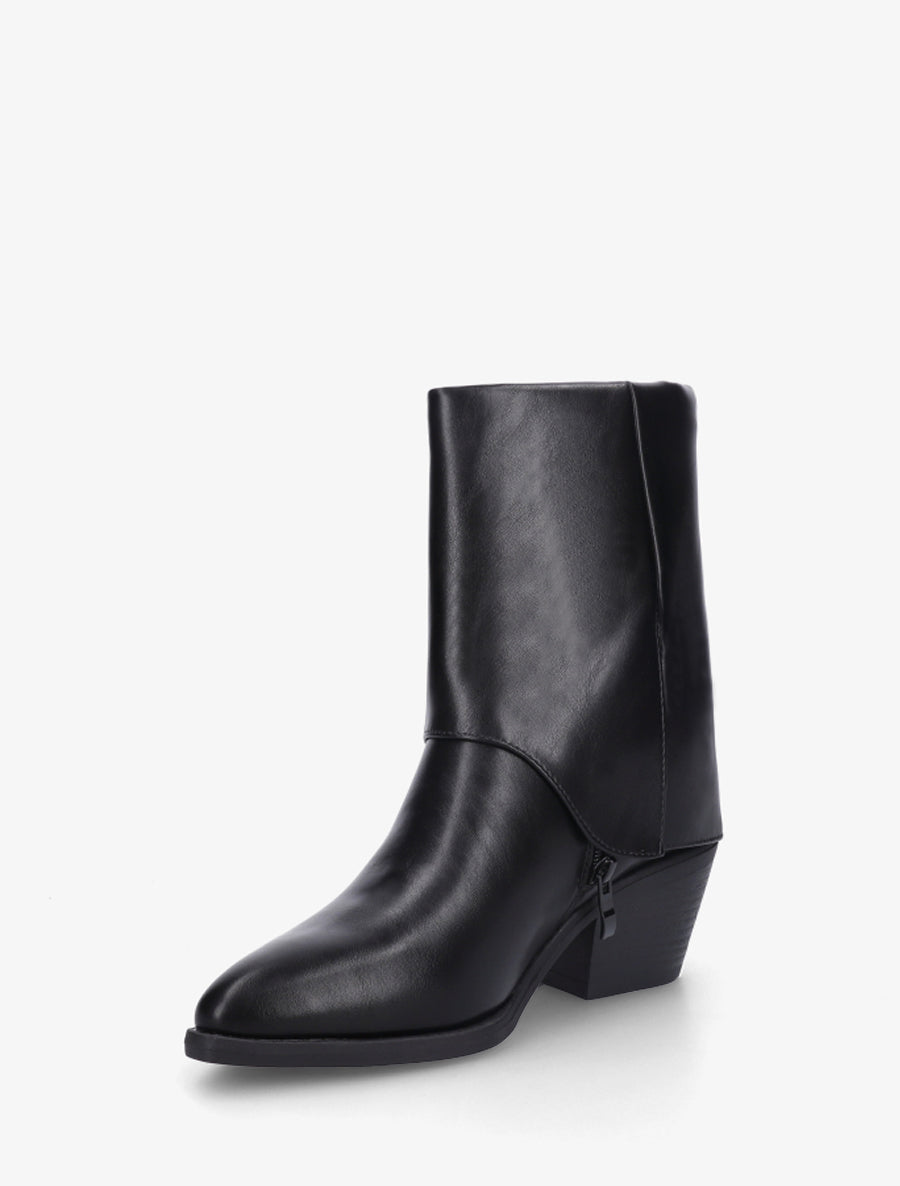 Bottines en simili à revers et ceinturon - Noir - 3