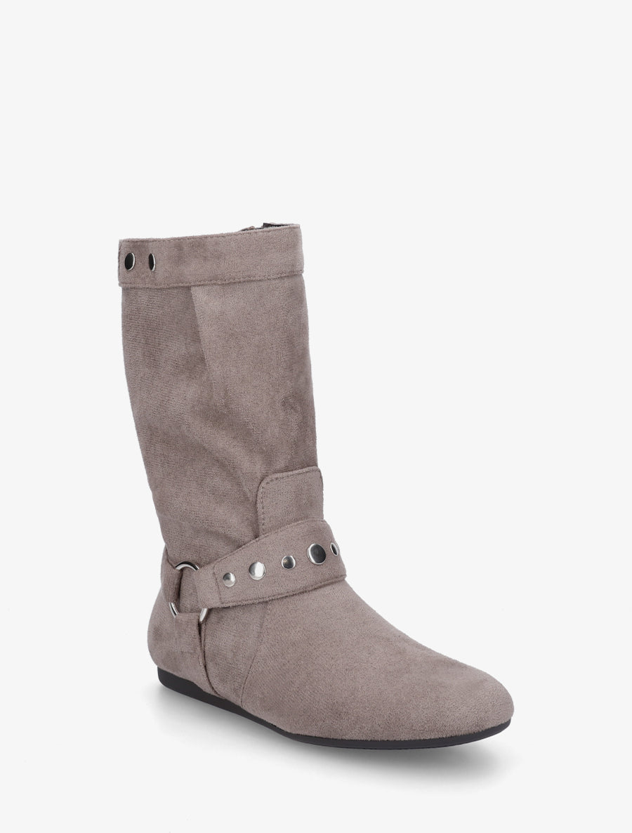 Bottes plates en suédine - Taupe - 2