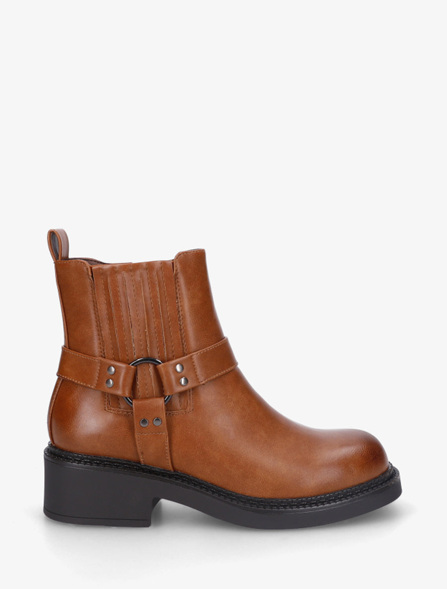 Bottines en simili style chelsea à ceinturon - Camel - 1