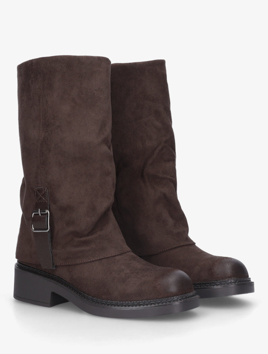 Bottes bimatière à ceinturon - Marron - 4