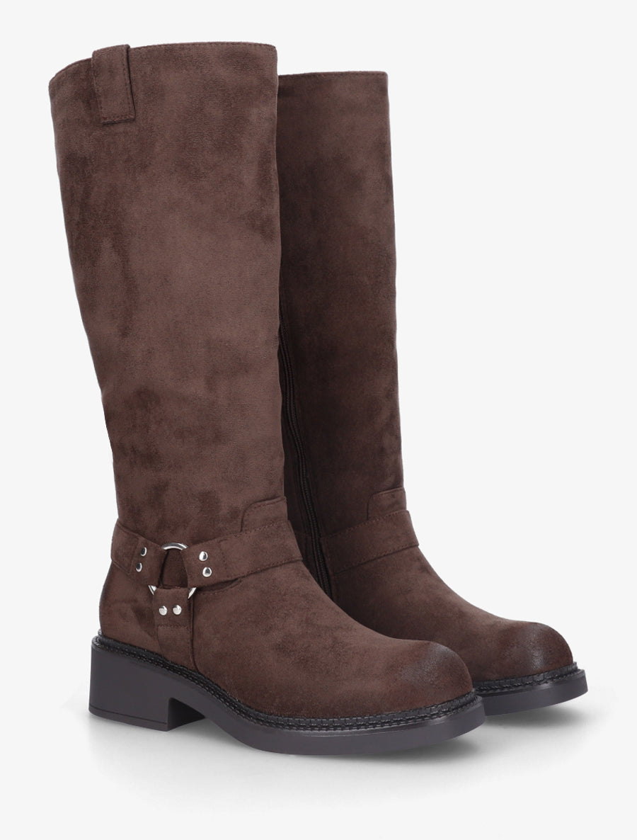 Bottes en suédine à boucle - Marron - 4