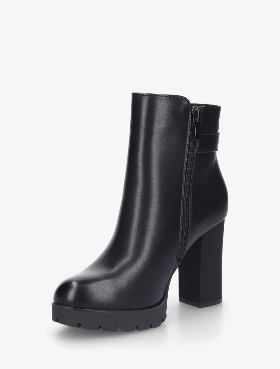 Bottines en simili à talon haut - Noir - 3