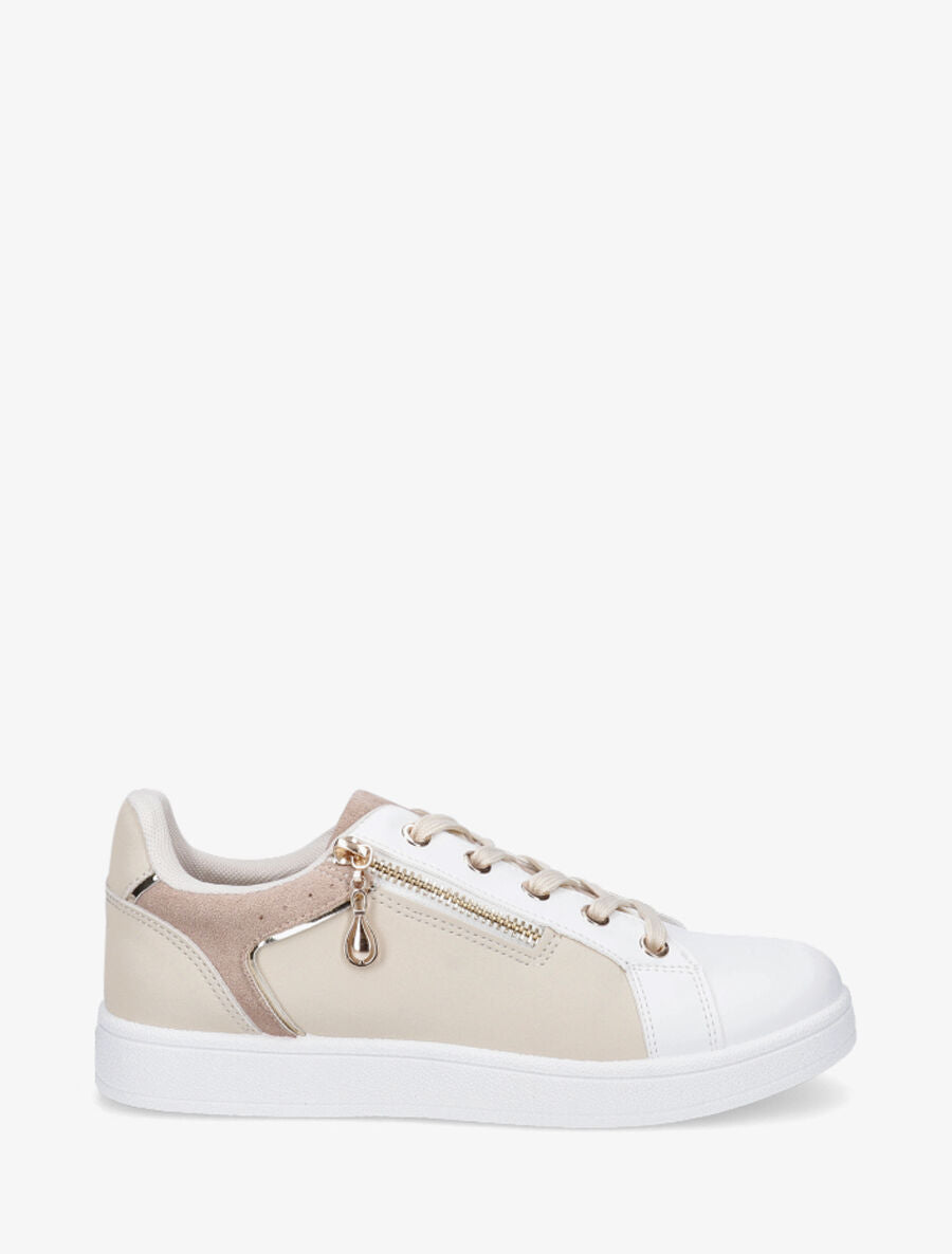 Baskets à zip en simili - Beige - 2