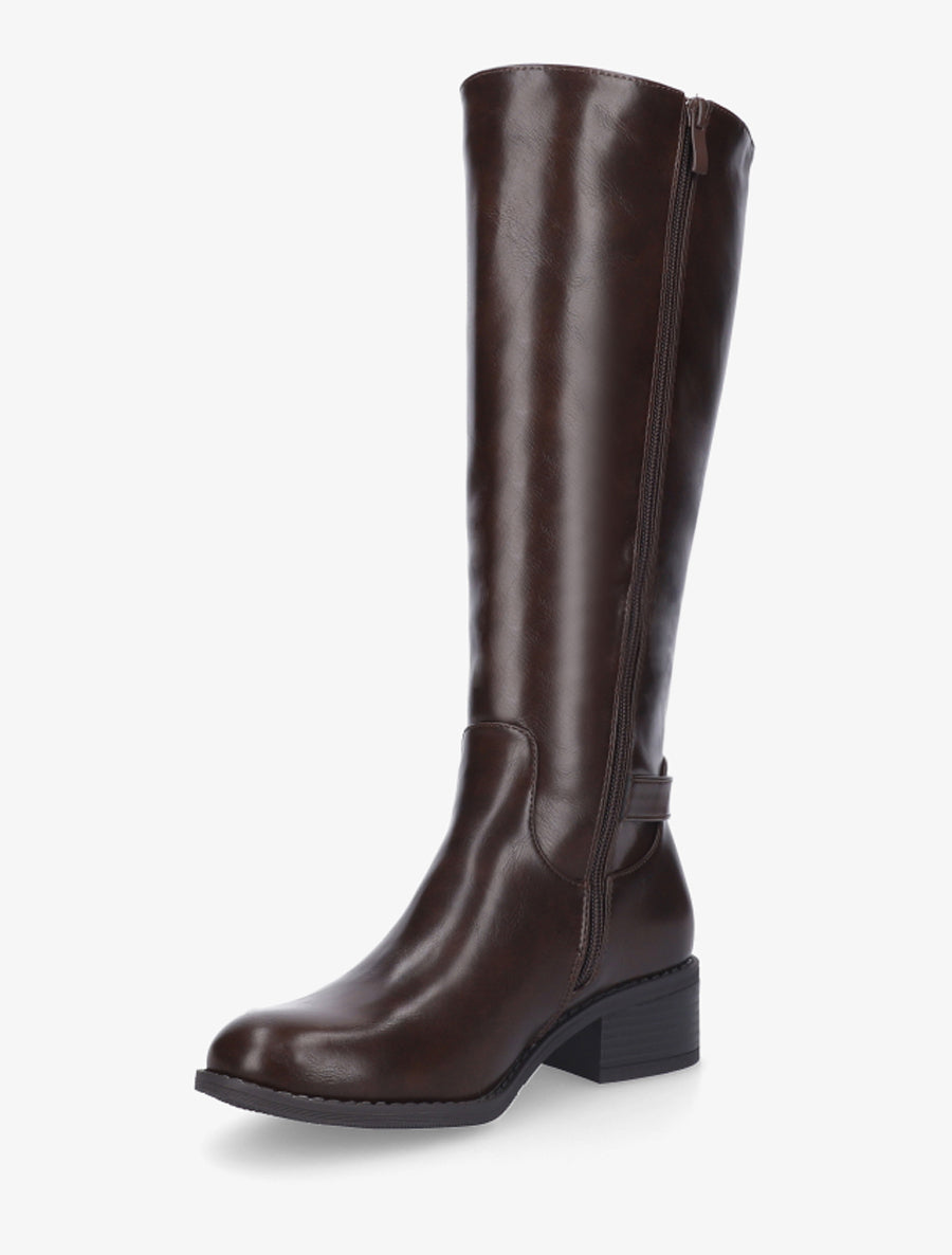 Bottes en simili à empiècement métallique - Marron - 3