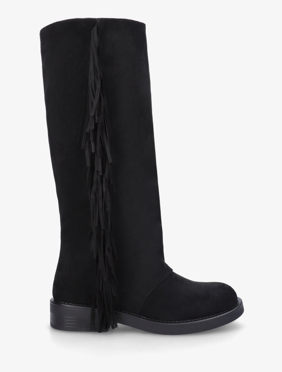 Bottes à franges en suédine - Noir - 1