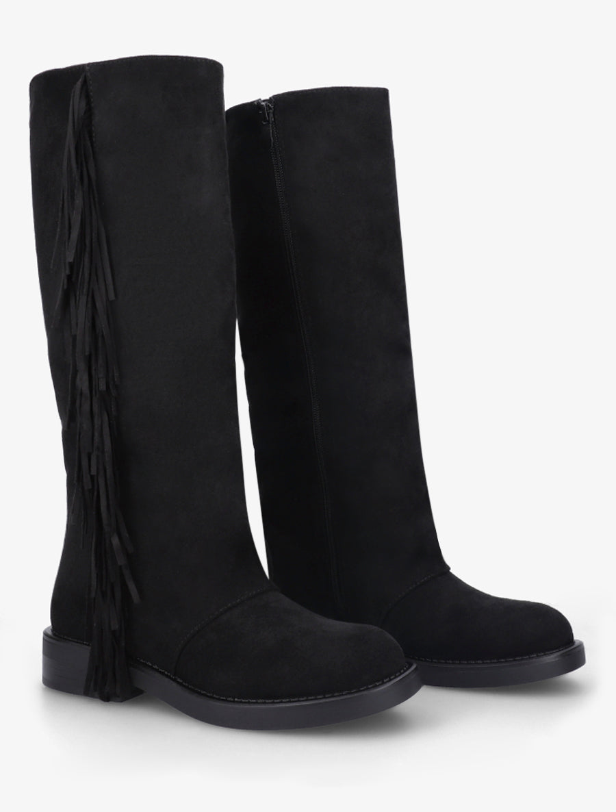 Bottes à franges en suédine - Noir - 4