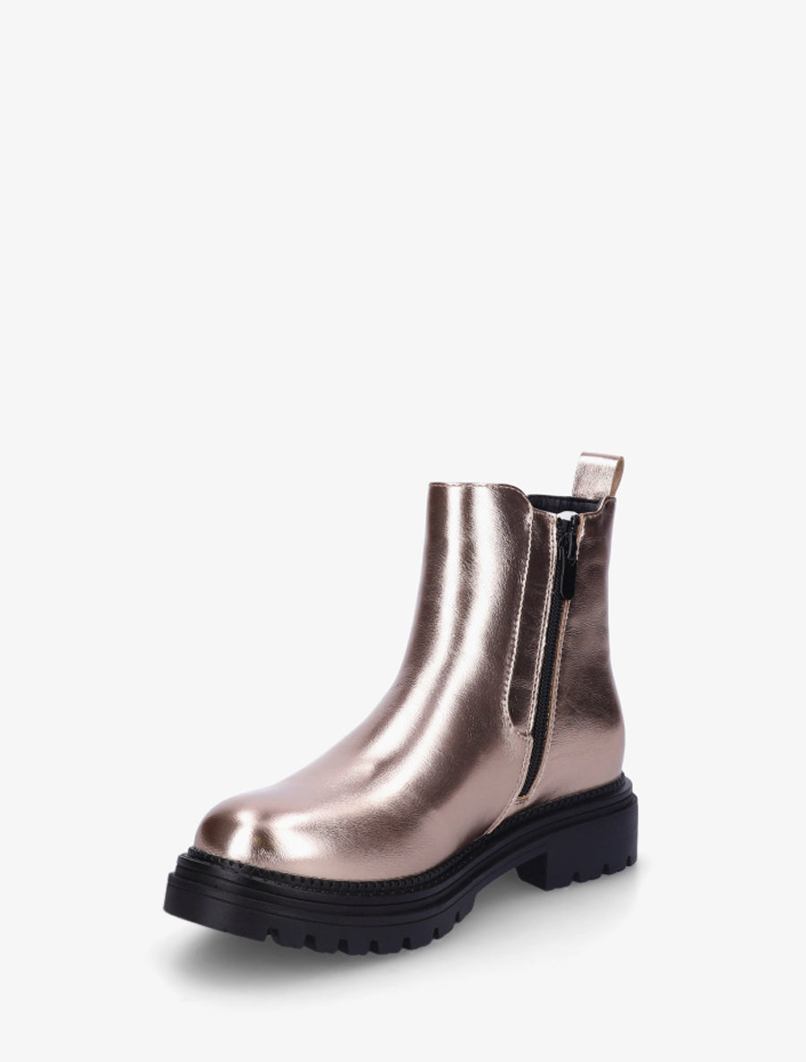 Bottines style chelsea en simili - Champagne - 3