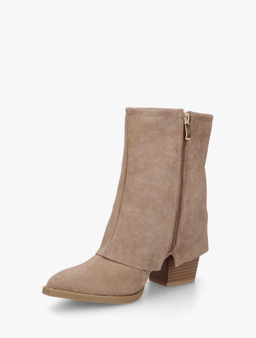 Bottines style santiags à strass - Taupe - 3