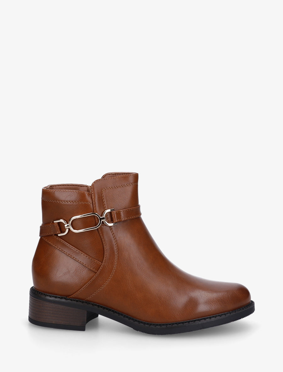 Bottines unies en simili - Camel - 1