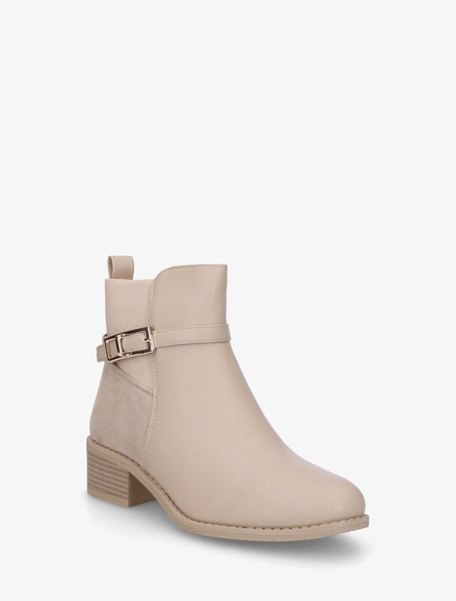 Bottines bi-matière élastiquées - Beige - 2