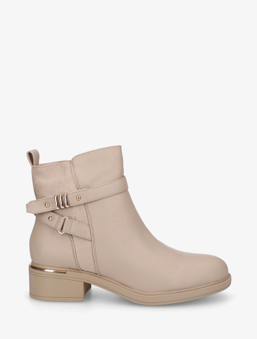 Bottines à contrefort en suédine - Beige - 1